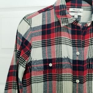 Madewell plaid flannel shirt Small red white blue